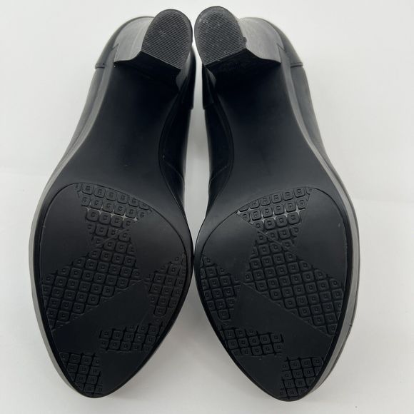 Tsubo Pumps Women's 8.5 Black Leather Gray Suede Stacked 4” Heels Buttery Soft‎ - Picture 9 of 11